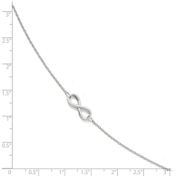 10k White Gold Polished Infinity Station Anklet, 9-10 Inch - Picture 2 of 4